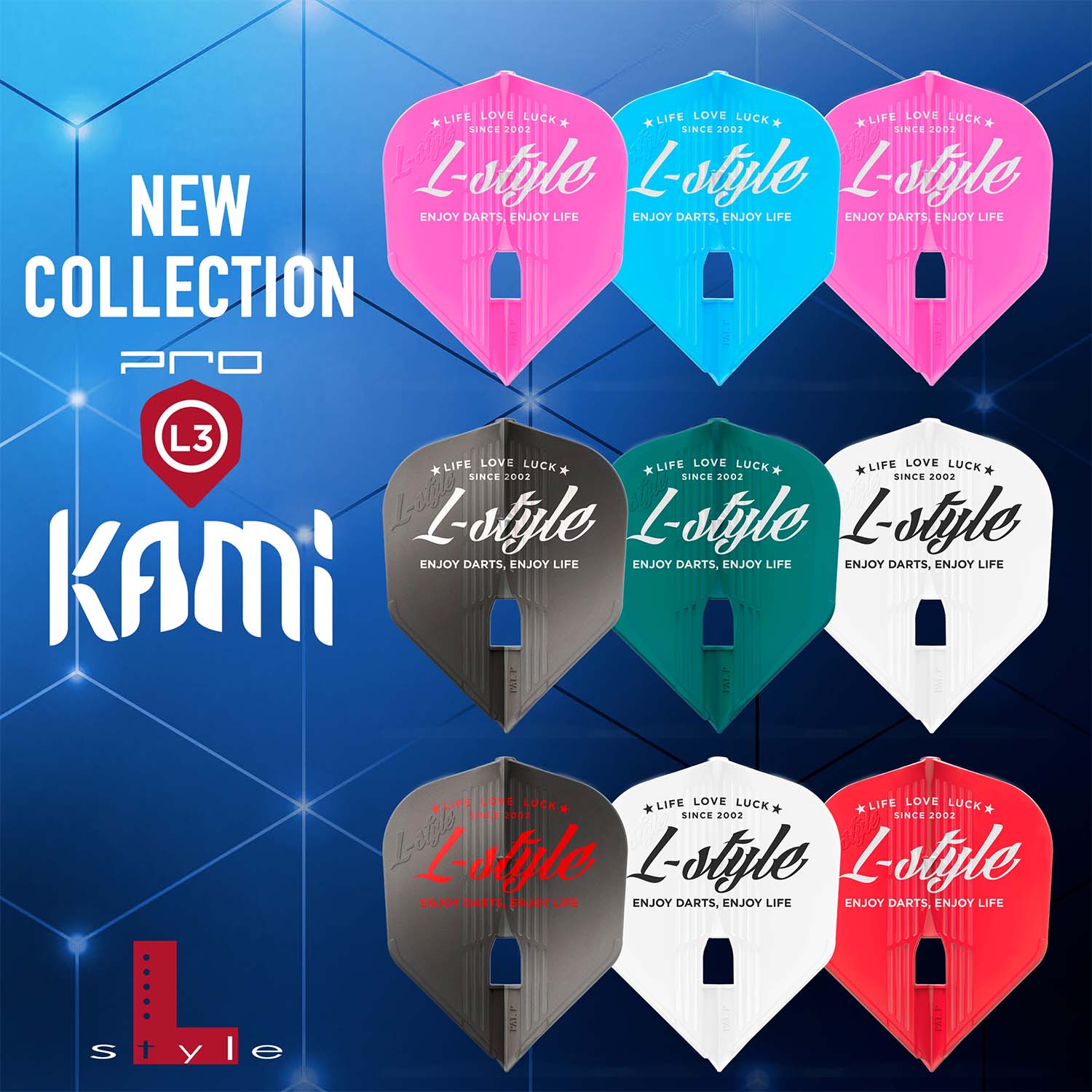 L-Style set van 3 flights | Signature Champagne PRO L3 KAMI | Vintage Logo A - Afbeelding 6