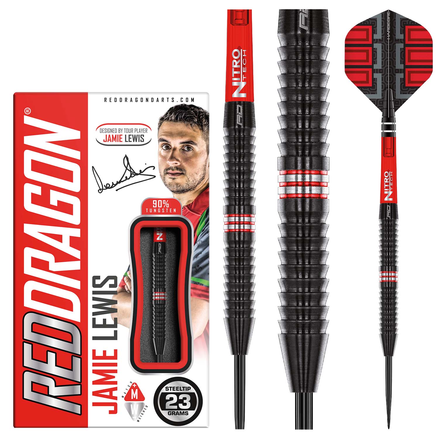 Red Dragon Jamie Lewis SE | Steeltip dartpijlen | 90% Tungsten