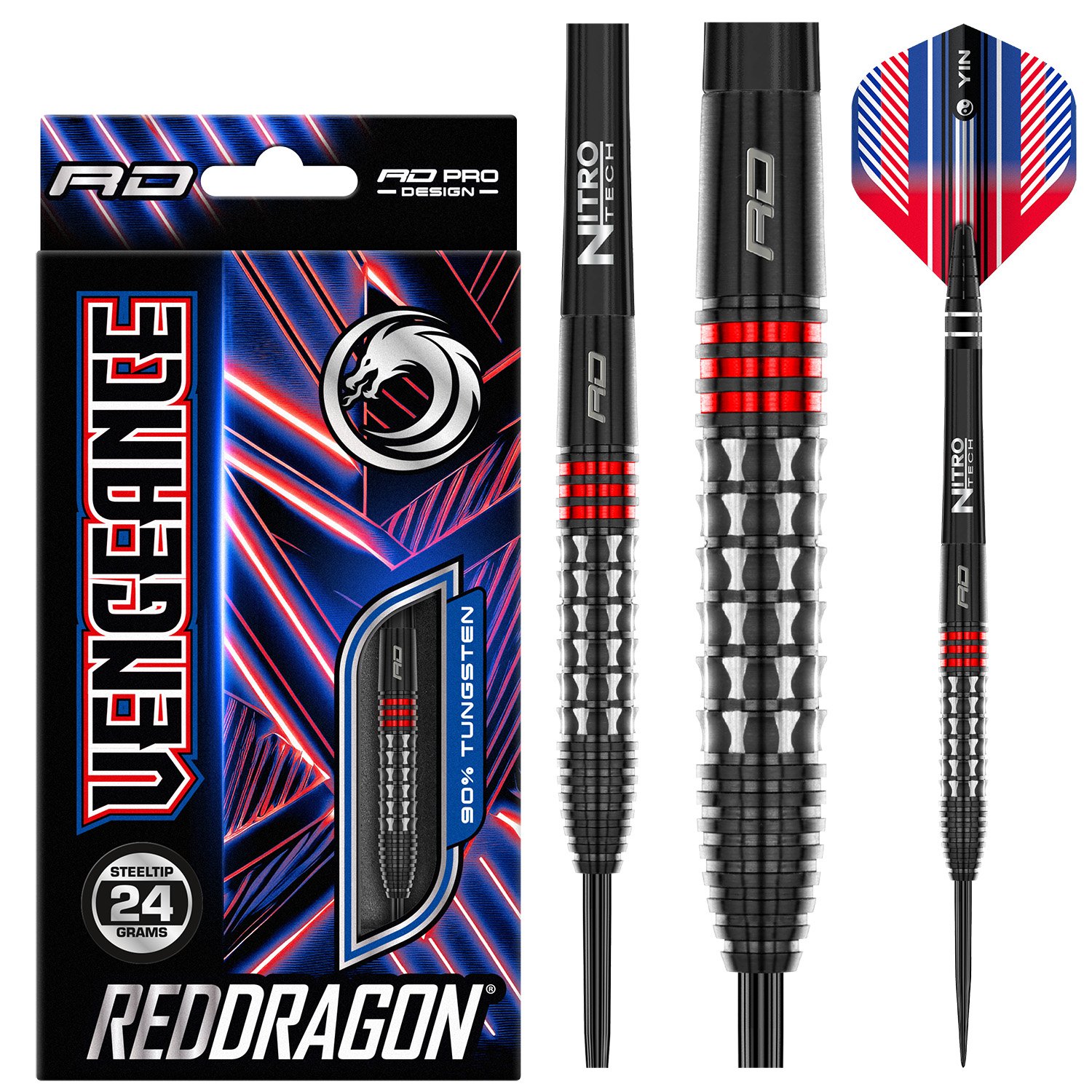 Red Dragon | Vengeance Red | Steeltip dartpijlen | 90% Tungsten