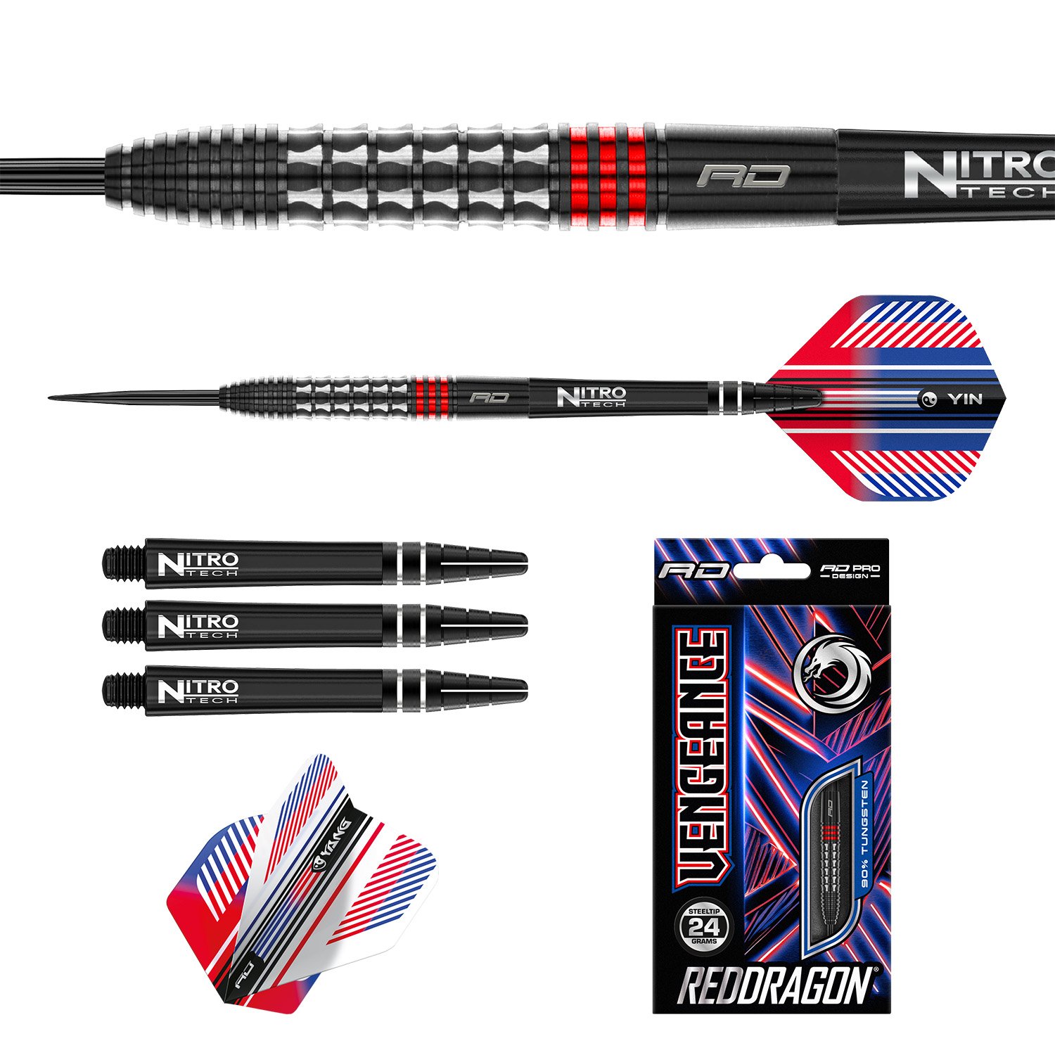 Red Dragon | Vengeance Red | Steeltip dartpijlen | 90% Tungsten - Afbeelding 2