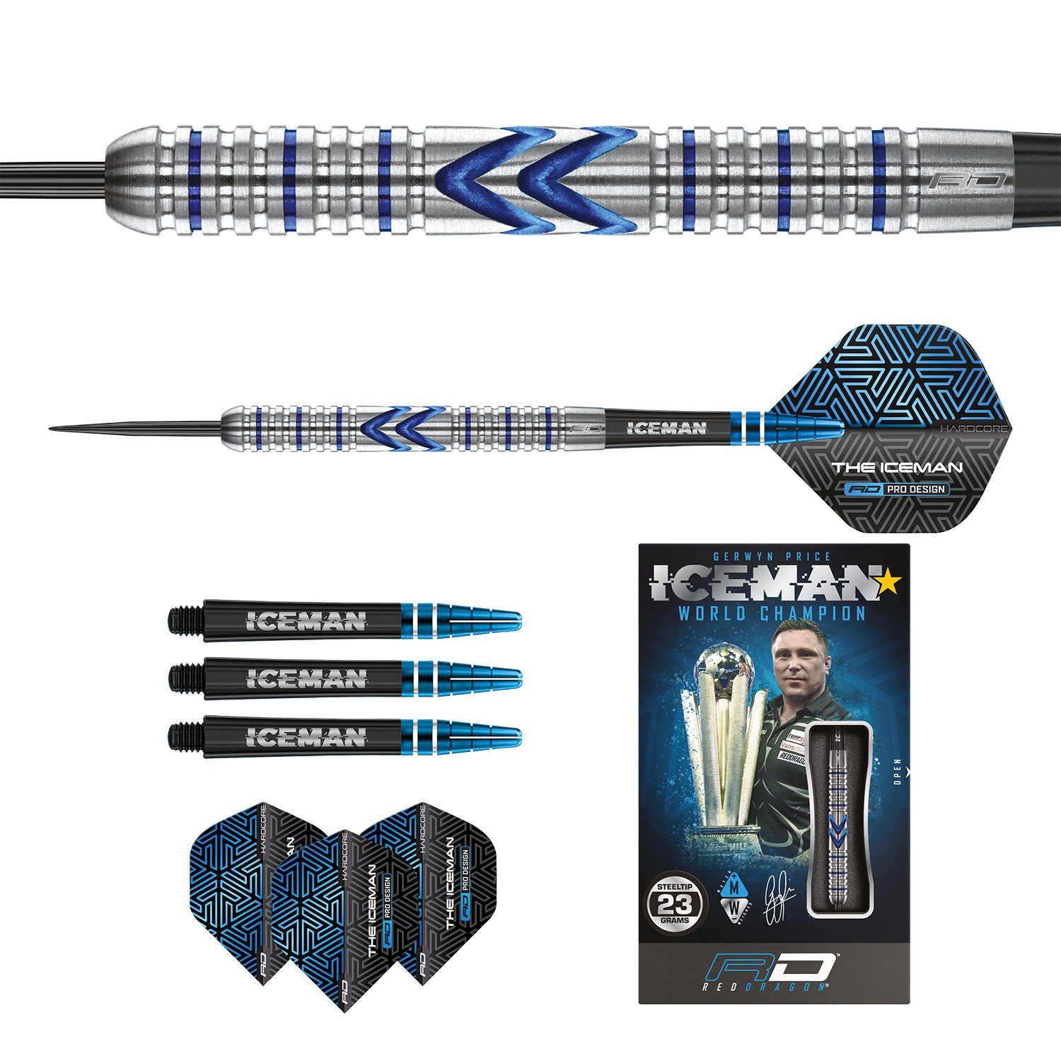 Red Dragon Gerwyn Price | Midnight | Steeltip dartpijlen | 90% Tungsten - Afbeelding 2